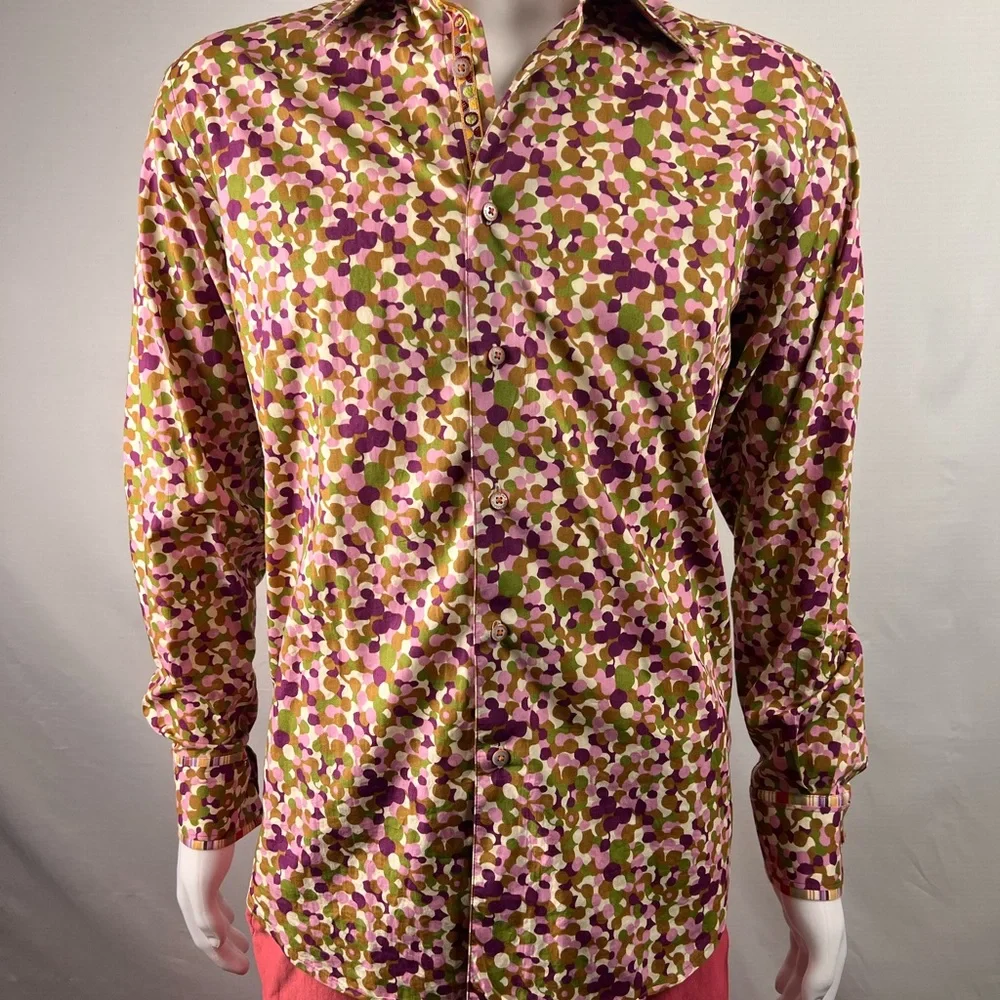 Robert Graham M Pink and Green Patterned Shirt - Picture 2 of 6